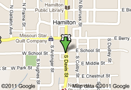 Map to Hamilton Missouri Municipal Court